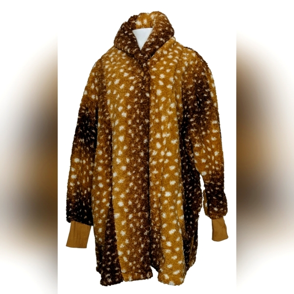 FALL FASHION BumbleBella Caramel Snow Leopard Snuggly XL 1X Jacket Thumb holes! - Picture 2 of 11